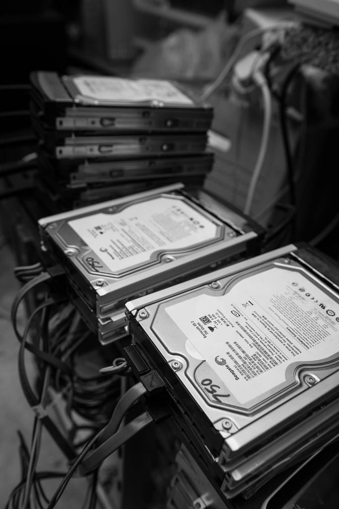 Stack of Seagate hard disks